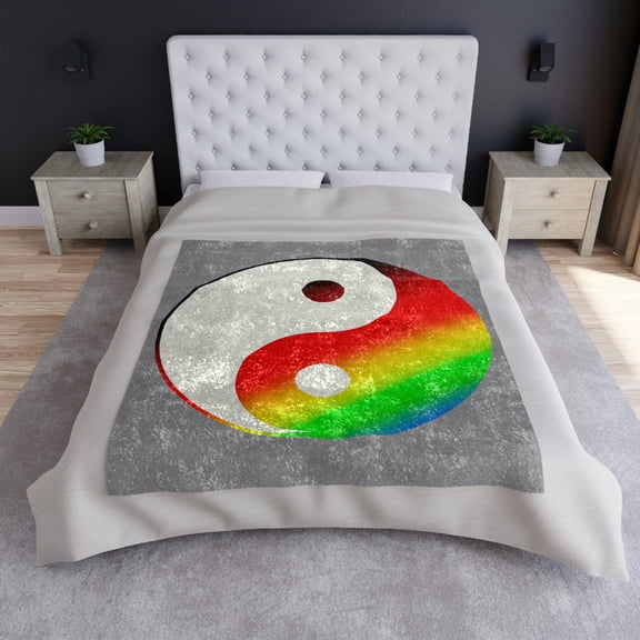 Yin-Yang Rainbow Crushed Velvet Blanket
