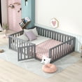 thumbnail image 3 of Bellemave Full Floor Bed with Fence and Door, Full Size Montessori Floor Bed Frame, Low Profile Toddler Bed Frame with Safety Guardrails, Slats Not Included, Gray, 3 of 13