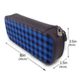 thumbnail image 3 of Lsque Buffalo Plaid Blue Black Printed Big Capacity PU Leather Pencil Case Large Pencil Pouch Stationery Pen Bag Pencil Holder for Teen, 3 of 6