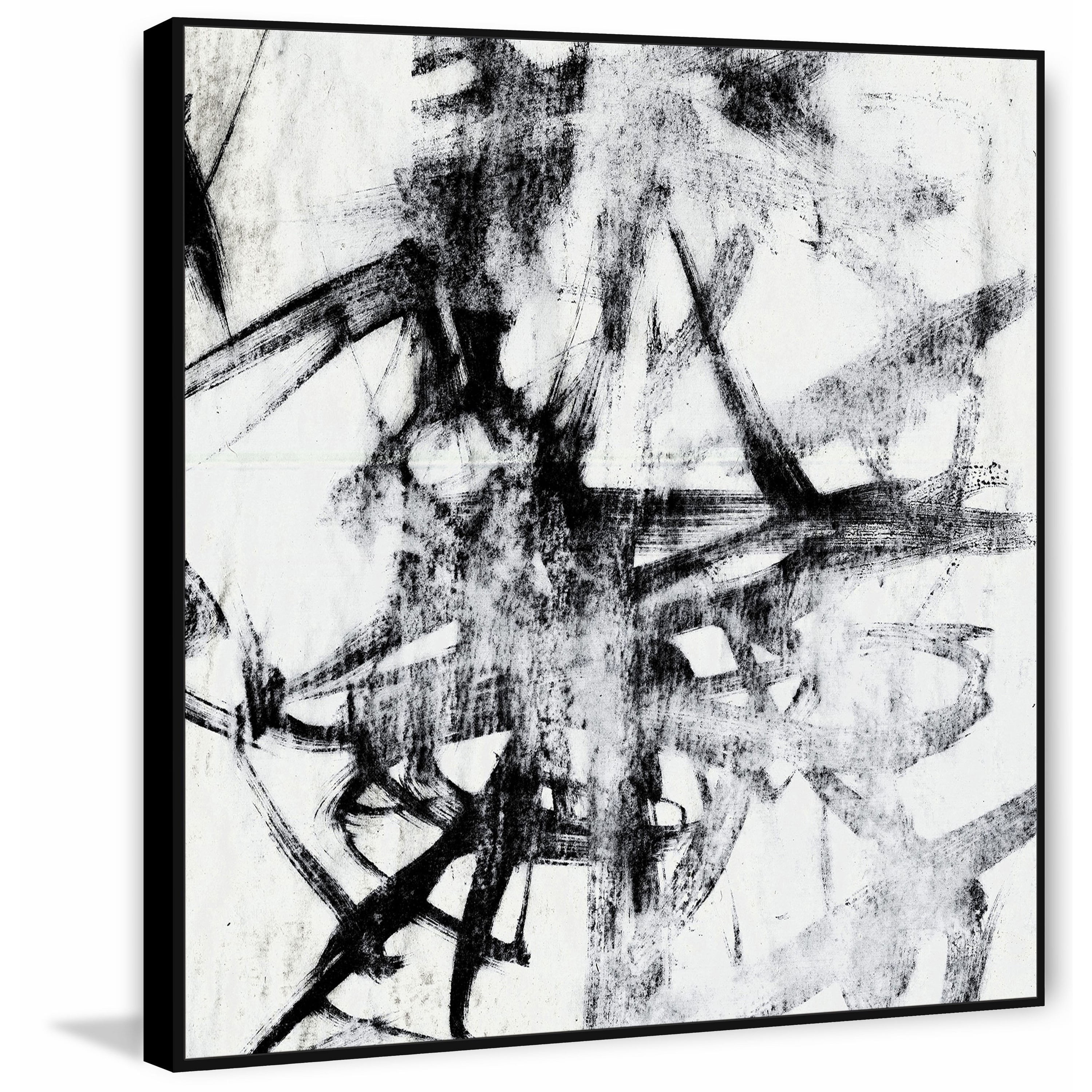 Monotype Scribble II Floater Framed Painting Print on Canvas