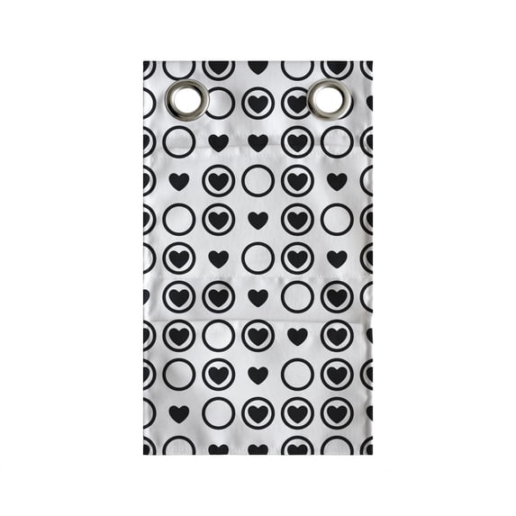 Valentine's Day Hanging Pocket Organizer, Modern Monochrome Design Regular Little Hearts in Circles, Printed Polyester Storage Bag with Pockets, 9" x 27", Charcoal Grey White