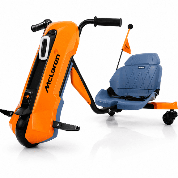 McLaren Licensed 24V Ride on Car Toys,Drift Kart for Kids, 6.5 MPH Max,360° Spin Electric Go Kart for Age 3 , Orange