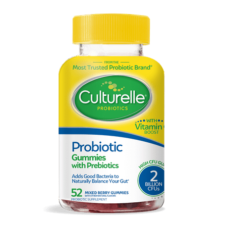 (2 pack) (2 Pack) Culturelle Adult Probiotic + Prebiotic Berry Flavored Gummies, Digestive Balance, 52 Ct