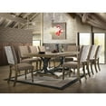 thumbnail image 2 of Roundhill Furniture 9-Piece Extendable Table with Nailhead Armchairs Dining Set, Driftwood, 2 of 16