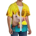 thumbnail image 2 of PAYOHTO Cute Pigs Sunflowers Yellow Mens Hawaiian Casual Short-sleeved Shirt Tropical Summer Beach Button Down Shirts, 2 of 7