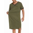 thumbnail image 2 of Ekouaer Mens Nightshirt Short Sleeve Henley Sleep Shirt Solid Nightgown Comfyon Nightwear, 2 of 6