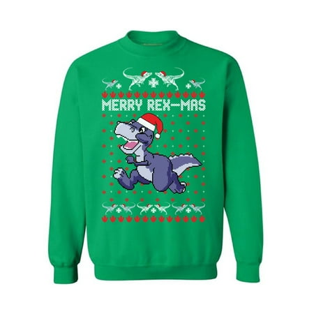 Christmas Gift For Him Awkward Styles Merry Rex-Mas Sweatshirt Christmas Dinosaur Sweater Women's Ugly Christmas Sweater Funny Dinosaur Xmas Sweatshirt for Men Merry Rexmas Xmas Outfit Christmas Party Gifts for Him and Her ()