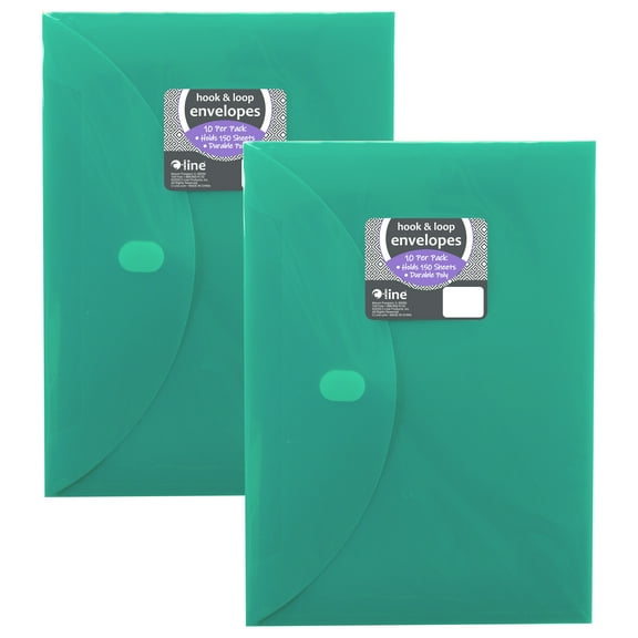 C-Line XL Reusable Envelopes, Hook and Loop Closure, 8 1/2 x 11, Assorted Colors, 10 Per Pack, 2 Packs