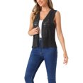 thumbnail image 4 of INSPIRE CHIC Women's Floral Crochet Hollow Out Sleeveless Open Front Vest Cardigan M Dark Grey, 4 of 6