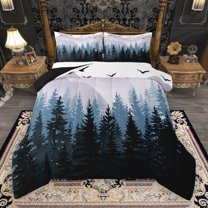 Manfei Tropical Botanical Full Size Comforter Sets,Natural Landscape Bedding Comforter Set,Pine Tree Bedding Sets For Men Women,Breathable Home Decor Reversible,3 Pieces