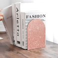 thumbnail image 6 of KLL Rose Gold Glitter Print Wood Book Ends for Shelves,1 Pair Wood Bookends Book Holder Stand Decorative, Book Stoppers for Heavy Duty Books CD File Video Games, 6 of 8