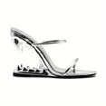 thumbnail image 1 of Sandalias novedosas de color sólido para mujer, zapatos deslizantes estilo pasarela con correas metálicas, zapatos góticos de tacón alto de verano, 1 of 4