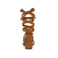 thumbnail image 2 of BLISSFUL STEP Women's Opened Toe Block Heel Lace up Dress Sandals Brown 6, 2 of 7