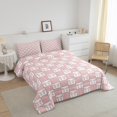 thumbnail image 3 of Erosebridal Pink Checkered Bedding Sets Full with Comforter, Kawaii Bow Bedding Sets Full with Comforter, Geometry Grid Room Decor, Reversible 3-Piece, 3 of 8