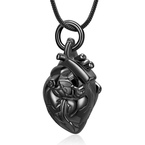 Cremation Jewelry Pendant Necklace for Ashes Holder - Anatomical Heart Urn Necklace for Ashes - Cremation Keepsake Memorial Lockets