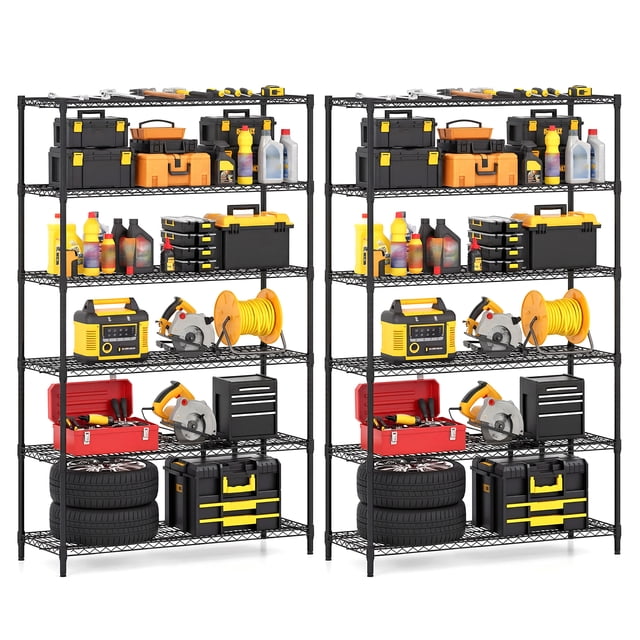 Gymax 2PCS 6-Tier Metal Storage Shelving Unit w/V-Shaped Wire Rack for Home Kitchen