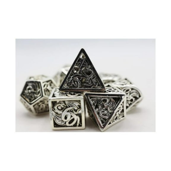 Foam Brain Games Hollow Poly Set - Dragon, Mithril (7) New