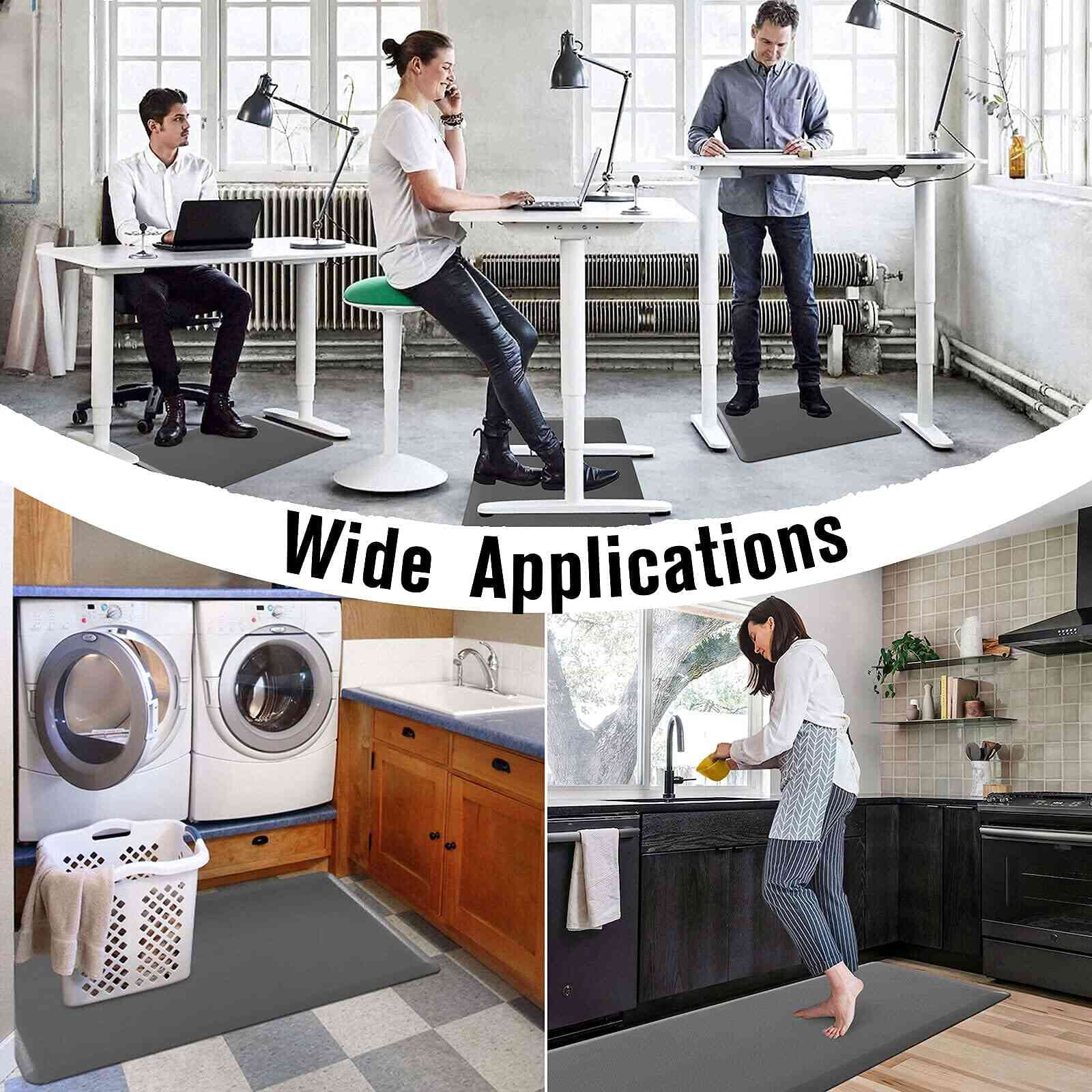 Carvapet Anti-Fatigue Floor Mat Cushioned Kitchen Comfort Mat, Waterproof Non-Slip Standing Desk Foam Mats and Rugs, Grey, 17.3"x28"