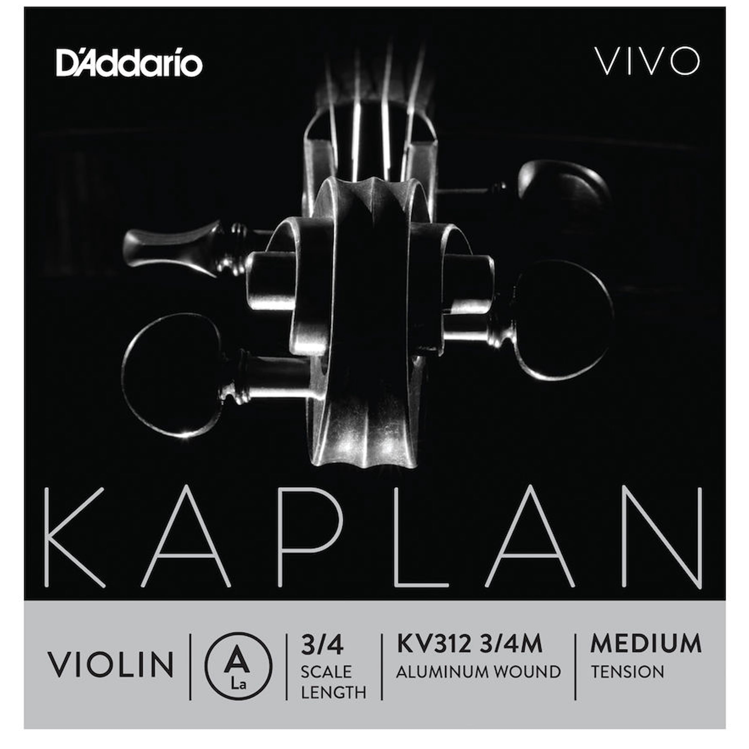 D'Addario Kaplan Vivo Violin A String, 3/4 Scale, Medium Tension