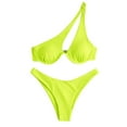 thumbnail image 2 of Cameland Ladies' Sexy Split Shoulder Steel Support Bikini Solid Color Two-piece Swimsuit, 2 of 6