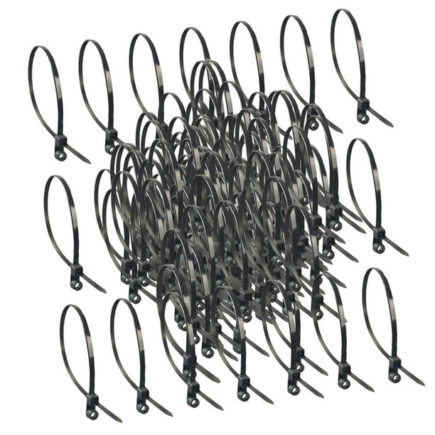 Bridas de nailon con orificio para tornillos, bridas de cabeza fija para interiores, 100 unidades 48 x 200 mm negro