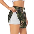 thumbnail image 3 of Lsque Camouflage Skulls Printed Women's Running Shorts with Liner Pockets,Elastic Quick Dry Workout Athletic Gym Yoga Shorts,Womens High Waist Shorts-Medium, 3 of 9