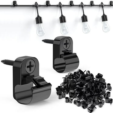 Outdoor String Lights Hangers, Christmas Light Clips, Lights Hanger Hooks for Hanging Christmas Light, Fairy Lights, Outdoor Patio Lights, 38 Pack, Black