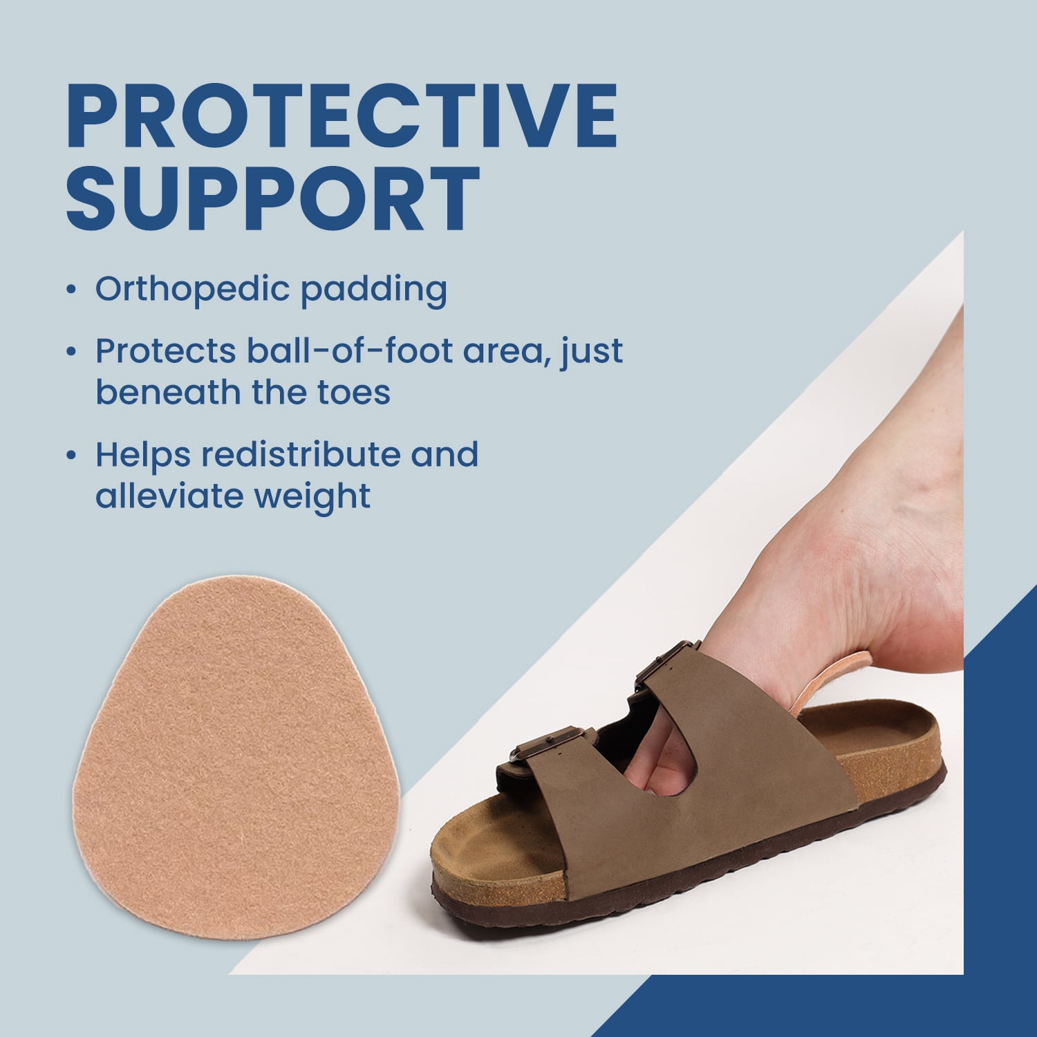 Aetna-Foot Products Adhesive Metatarsal Pads - Pack of 100 - Ball of Foot Cushions for Metatarsalgia, Blisters, Calluses - 2.75" W x 2.375" L - Medical Adhesive Felt Pads