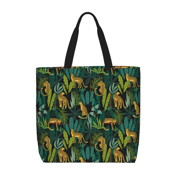 Easygdp Jungle Leopard Yellow Bolsa Tote para Mujer, Bolso de Hombro para Trabajo, Playa, Viajes, Compras y Supermercado