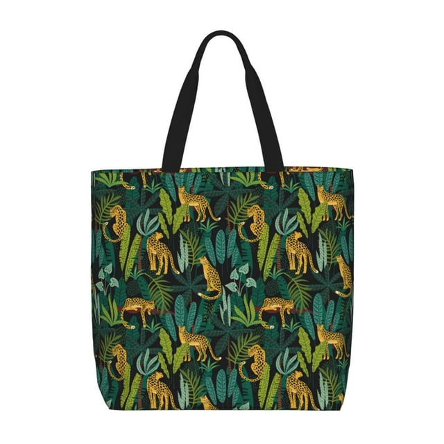 Easygdp Jungle Leopard Yellow Bolsa Tote para Mujer, Bolso de Hombro para Trabajo, Playa, Viajes, Compras y Supermercado
