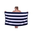 thumbnail image 4 of Premium Luxury Cabana Striped Velour Resort Beach Towel - Navy Blue, 4 of 8