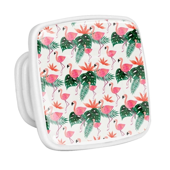 4PCS Square Cabinet Fluorescence Knob Glowing in the Dark Furniture Drawer Pulls Handle with Screws Flamingo