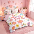 thumbnail image 2 of meiyoeat Girls Personalized Monogram M Gifts 7-Piece Twin Bedding Sets For Kids,Watercolor Kawaii Floral Bedding Comforter Set,pink Reversible, 2 of 7