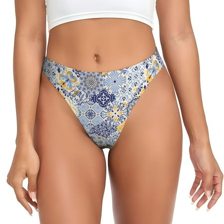 Qokaie Colorful Mandalas Printed Women s Cotton Thong Underwear  Sexy Breathable Panties G-string-X-Large