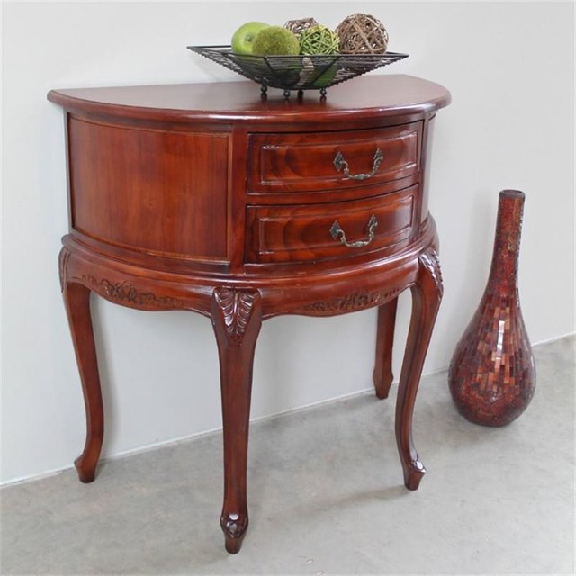 International Caravan Table Console à 2 Tiroirs en Noyer