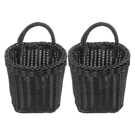 KAKOWELY Hanging Woven Basket Black 2Pcs 9.1x5.9x4.7in