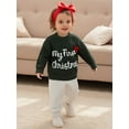 thumbnail image 6 of Qmyliery Baby Girls Knit Sweater Christmas Hat and Letter Embroidery Crew Neck Pullover Long Sleeve Tops, 6 of 9