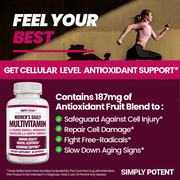 Simply Potent Womens Daily Multivitamin with Vitamin C D Zinc B Complex Biotin Cranberry 60 Capsules