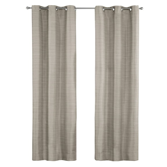 Mainstays Blackout Textured Slub Grommet Single Indoor Curtain Panel, Beige, 38" W x 84" L