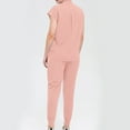 thumbnail image 4 of TFEOQRY Scrubs Set for Women V-Neck Stretch Scrub Top and Drawstring Jogger Pants with Pockets Solid Color Short Sleeve Long Pants Work Suit-Pink, 4 of 7