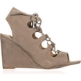thumbnail image 4 of womens steve madden whistler peep-toe wedge pumps, taupe suede, 4 of 6