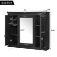 thumbnail image 2 of 35" Mirror Storage Cabinet, Modern Wall Mounted Medicine Cabinet with 3 Doors and Adjustable Shelves, Wood Bathroom Storage Organizer for Living Room, 2 of 9