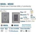 thumbnail image 2 of Placa Contacto de Pared Inoxium2U1COxford 10Pzas USBx2/Contacto 110/125-250VCA 15A 50/60Hz 5VDC 2.1A Plateado/Oxford Ace, 2 of 2