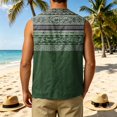 thumbnail image 5 of GrmtClth Men Vintage Tribal Pattern Sleeveless Shirt Vest, Western Aztec Print Patchwork V Neck Button Front Waistcoat for Travel Daily Wear Dark Green 2XL, 5 of 5