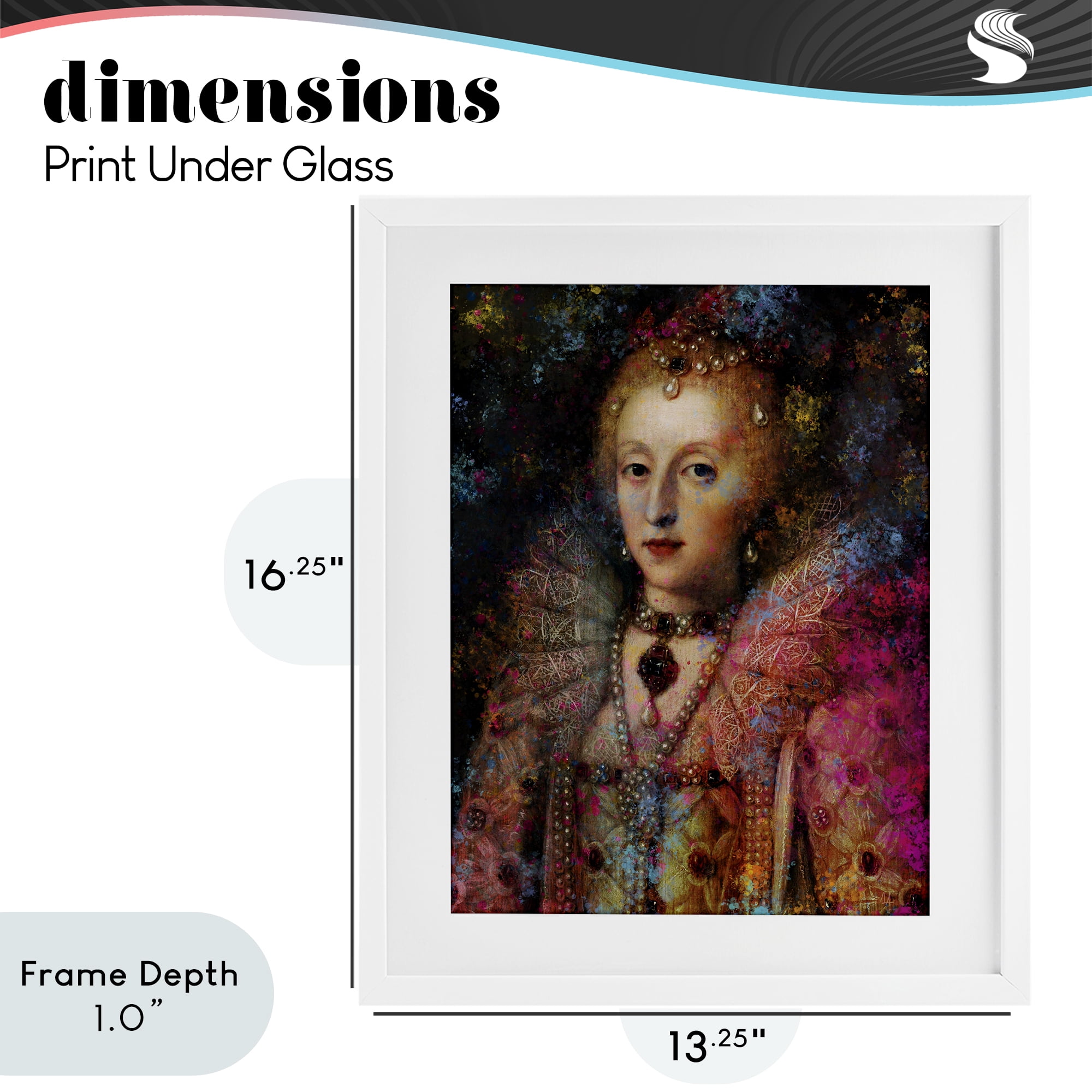Stupell Industries Dappled Royalty Renaissance Portrait White Framed Print Under Glass, design by Sarah Adams