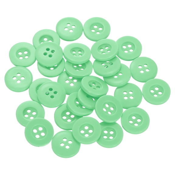 30pcs 24L Sewing Buttons 5/8"(15mm) Resin Round Flat 4-Hole Craft Replacement Buttons for Sewing Clothing and DIY, Green