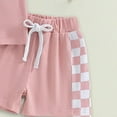 thumbnail image 4 of HCNTES Toddler Baby Boy Summer Clothes Plaid Patchwork Short Sleeve T Shirt Tops and Stretch Shorts Boy Outfit toddler boys fall outfits(18-24 Months,Pink), 4 of 6