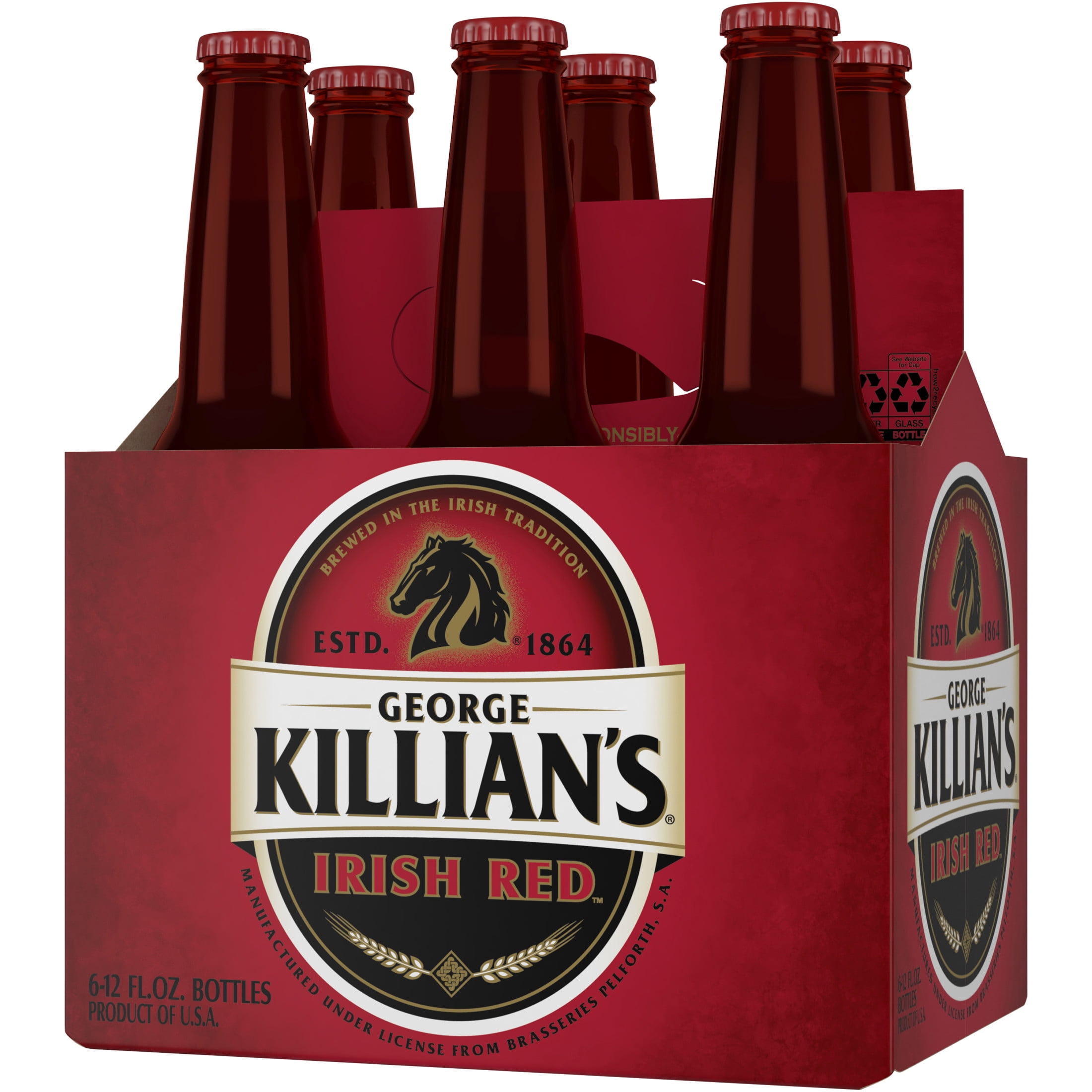 George Killian's Irish Red Beer, 6 Pack, 12 fl oz Glass Bottles, 5.2% ABV