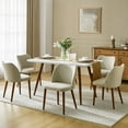 thumbnail image 3 of Upholstered Dining Chairs Armless Side Chairs Set of 6 Solid Wood Legs Curved Backrest Living Room Kitchen Restaurant Beige, 3 of 9