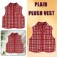 thumbnail image 2 of Women's Plaid Polar Fleece Vest Sleeveless Cardigan Turtleneck Zipper, 2 of 5